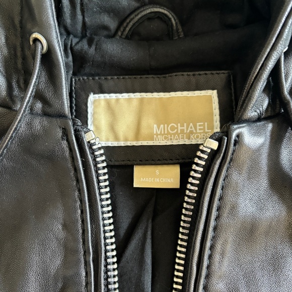 MICHAEL Michael Kors Black Hooded Quilted Leather Jacket Small - Picture 10 of 11